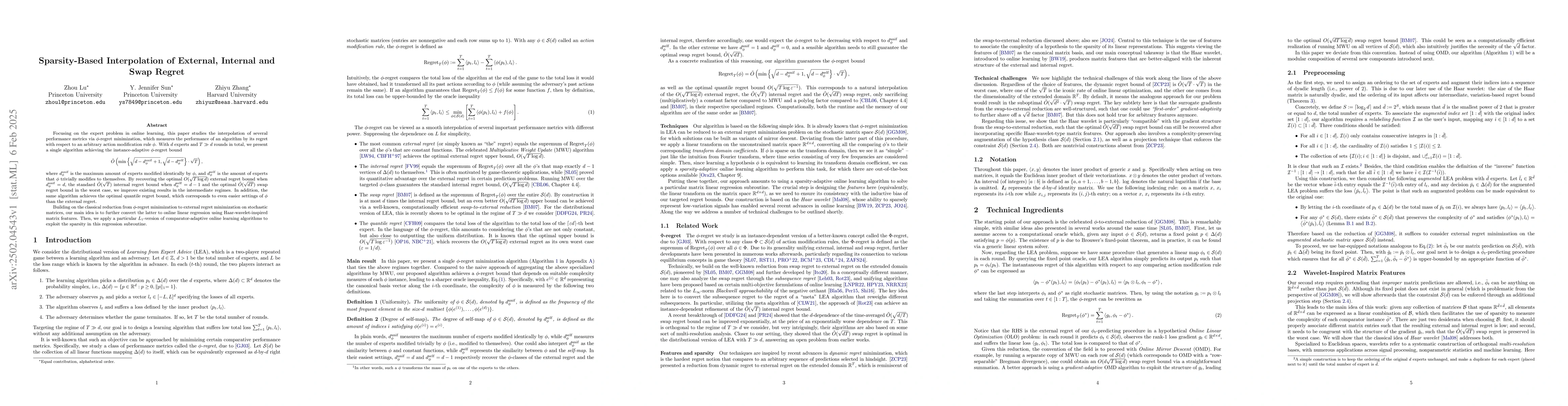 Thumbnail for Sparsity-Based Interpolation of External, Internal and Swap Regret