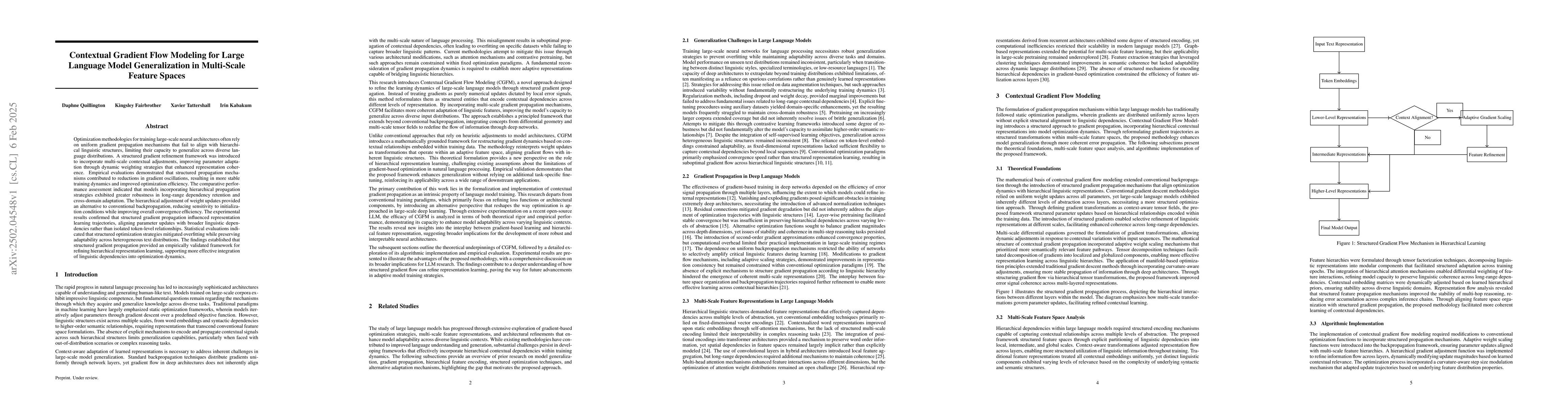 Thumbnail for Contextual Gradient Flow Modeling for Large Language Model
  Generalization in Multi-Scale Feature Spaces