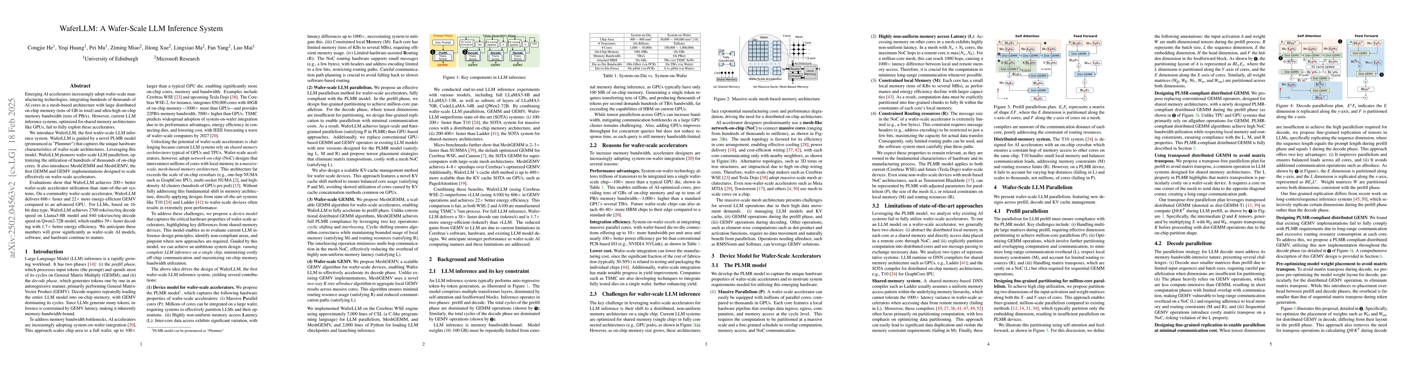 Thumbnail for WaferLLM: A Wafer-Scale LLM Inference System