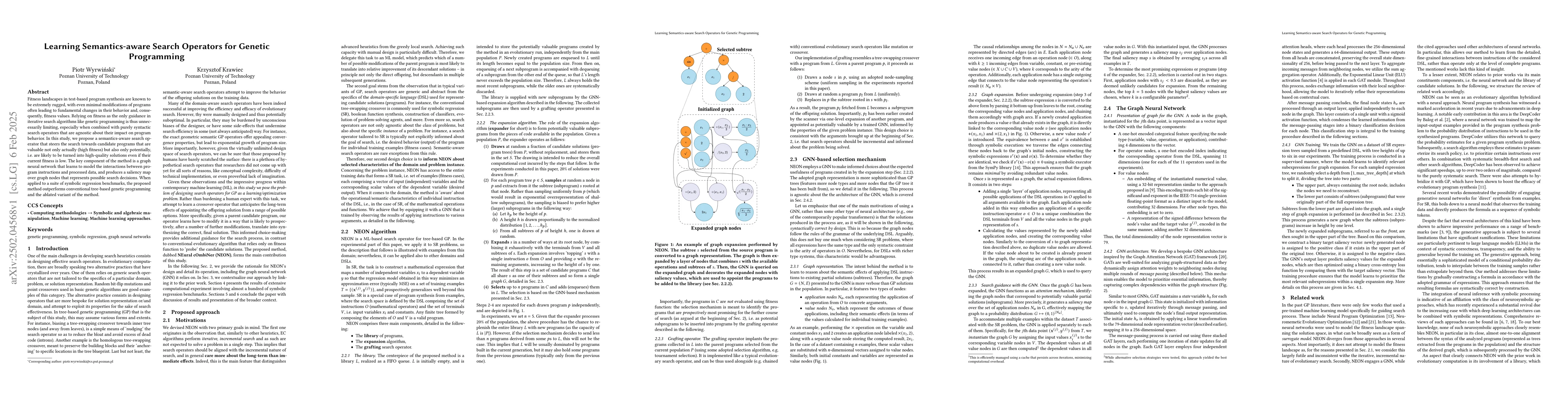 Thumbnail for Learning Semantics-aware Search Operators for Genetic Programming