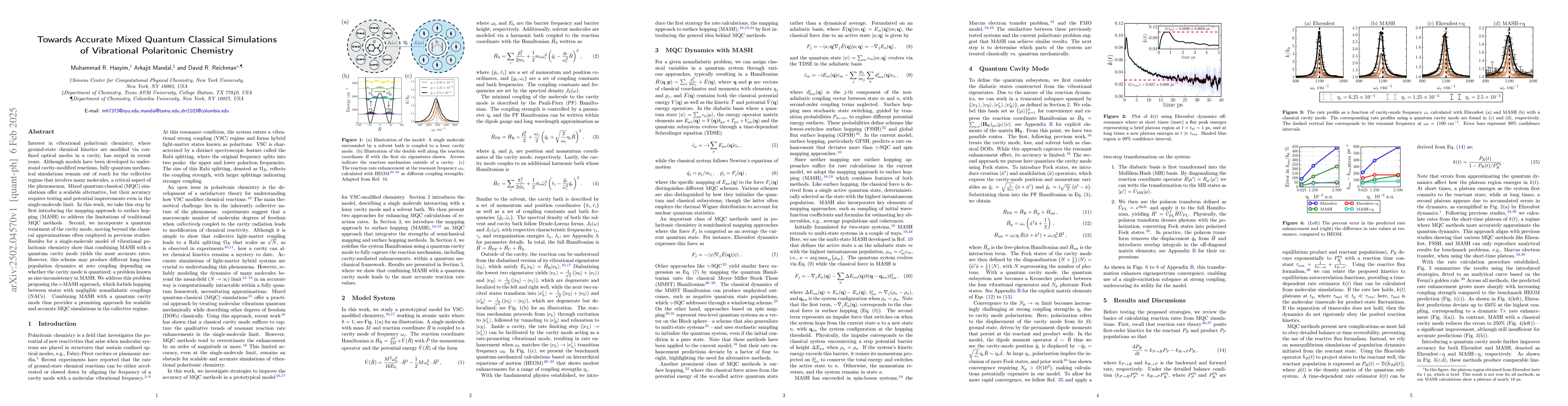 Thumbnail for Towards Accurate Mixed Quantum Classical Simulations of Vibrational
  Polaritonic Chemistry