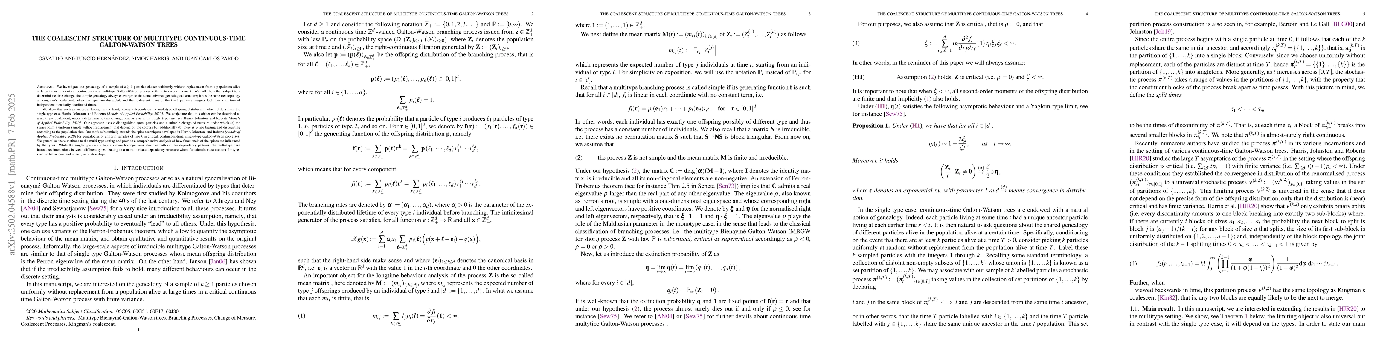 Thumbnail for The coalescent structure of multitype continuous-time Galton-Watson
  trees