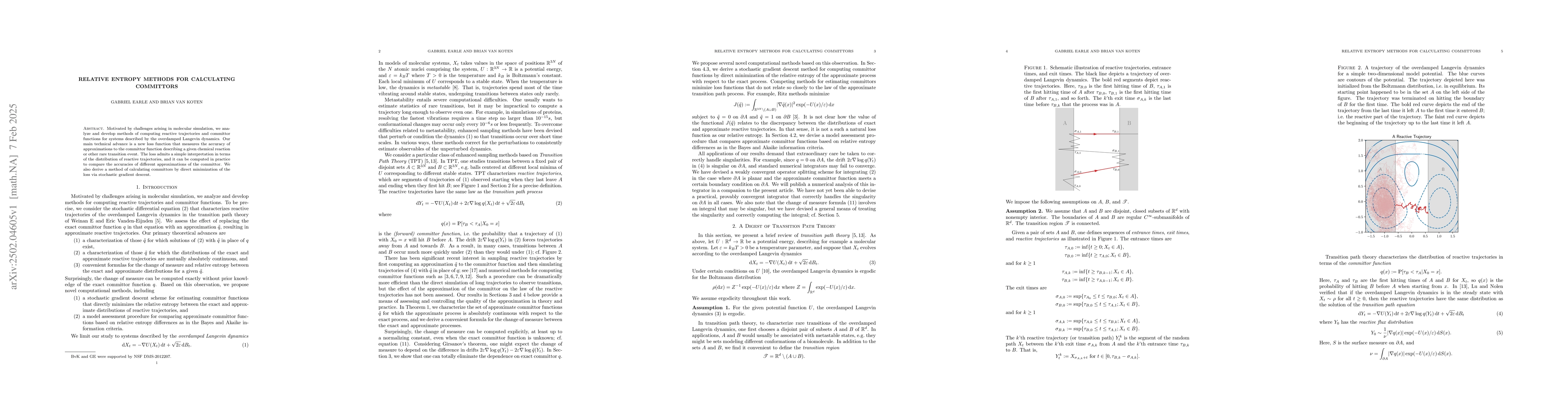 Thumbnail for Relative Entropy Methods for Calculating Committors