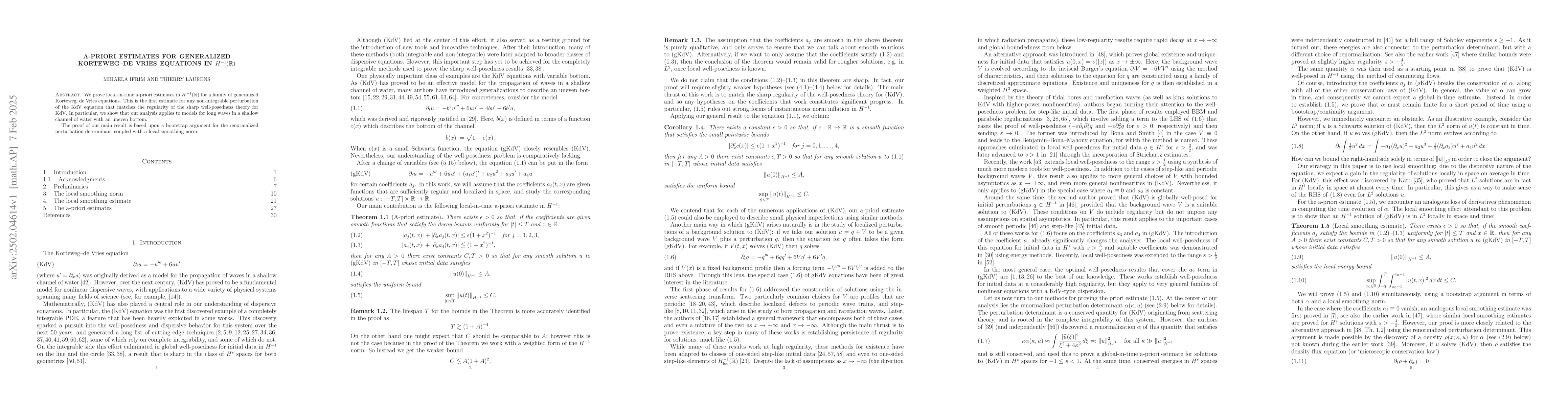 Thumbnail for A-priori estimates for generalized Korteweg-de Vries equations in
  $H^{-1}(\mathbb{R})$