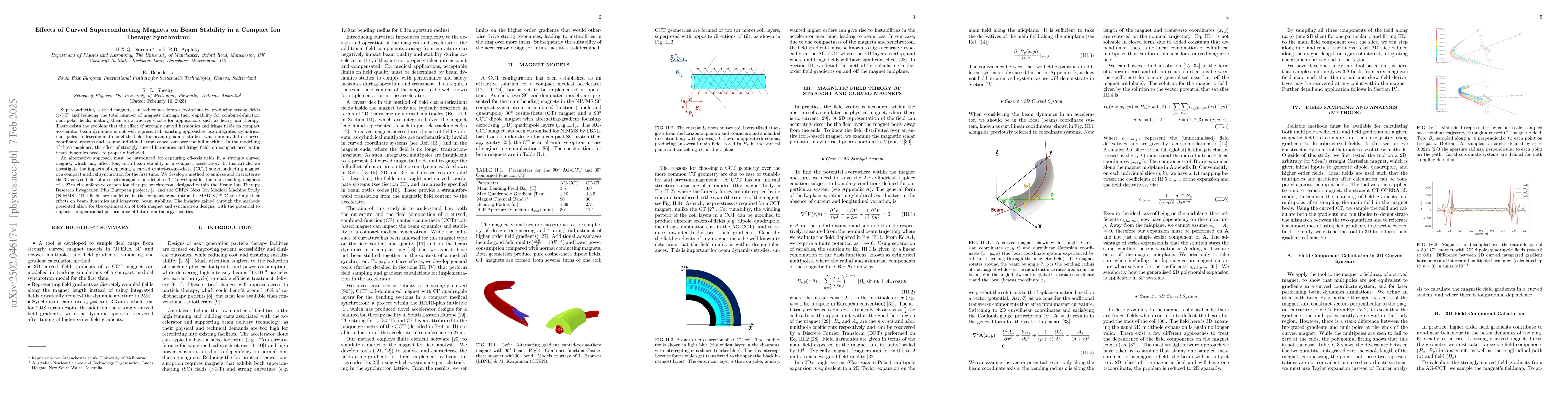 Thumbnail for Effects of Curved Superconducting Magnets on Beam Stability in a Compact
  Ion Therapy Synchrotron