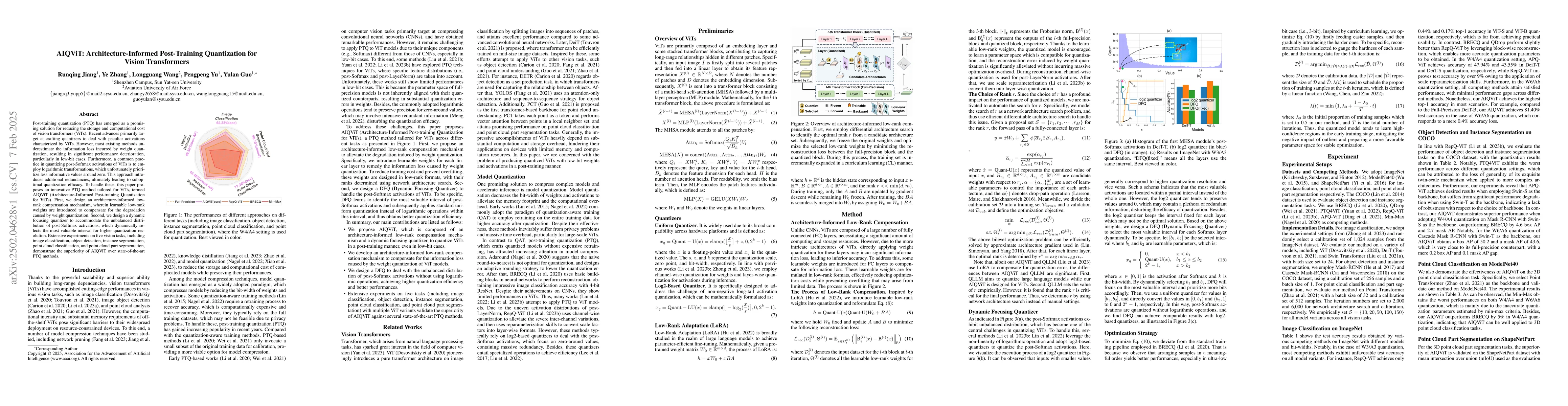 Thumbnail for AIQViT: Architecture-Informed Post-Training Quantization for Vision
  Transformers