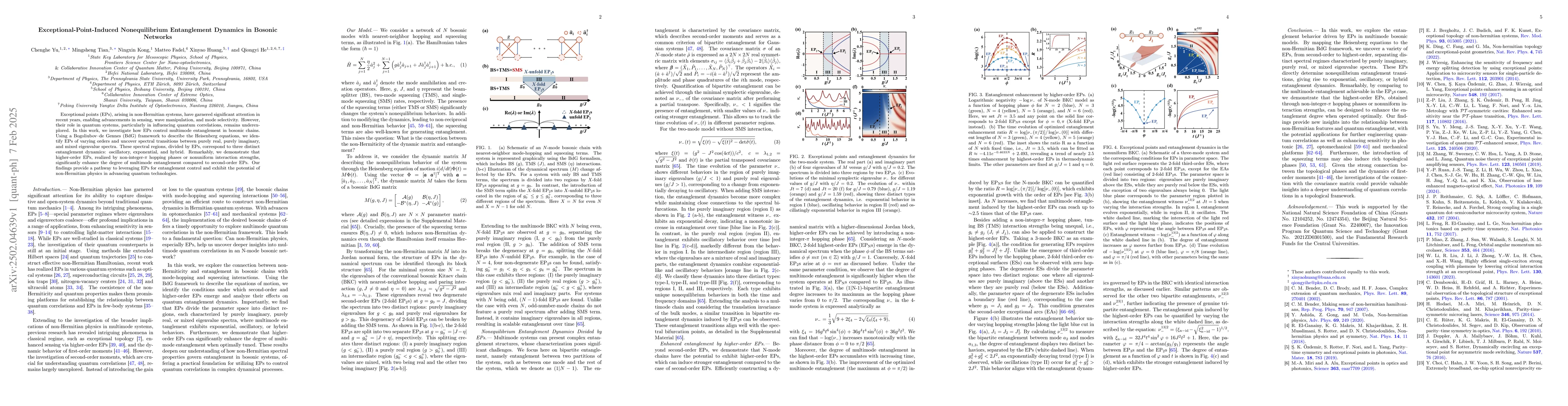 Thumbnail for Exceptional-Point-Induced Nonequilibrium Entanglement Dynamics in
  Bosonic Networks