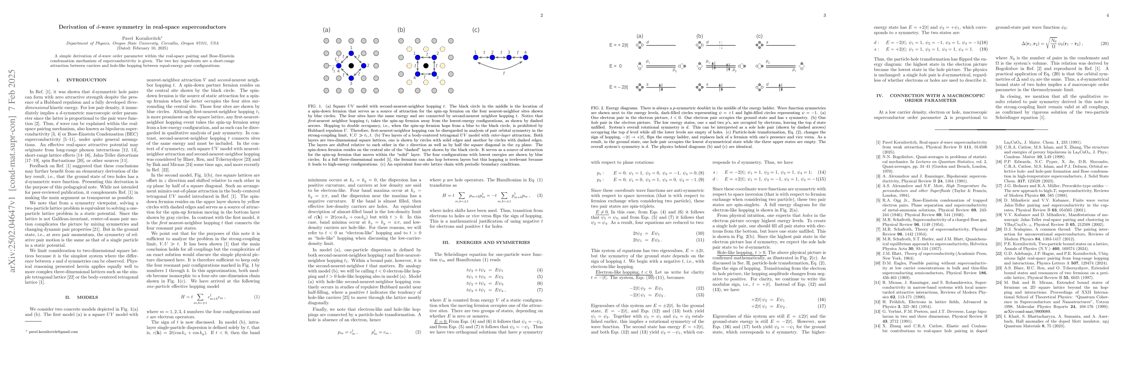 Thumbnail for Derivation of d-wave symmetry in real-space superconductors