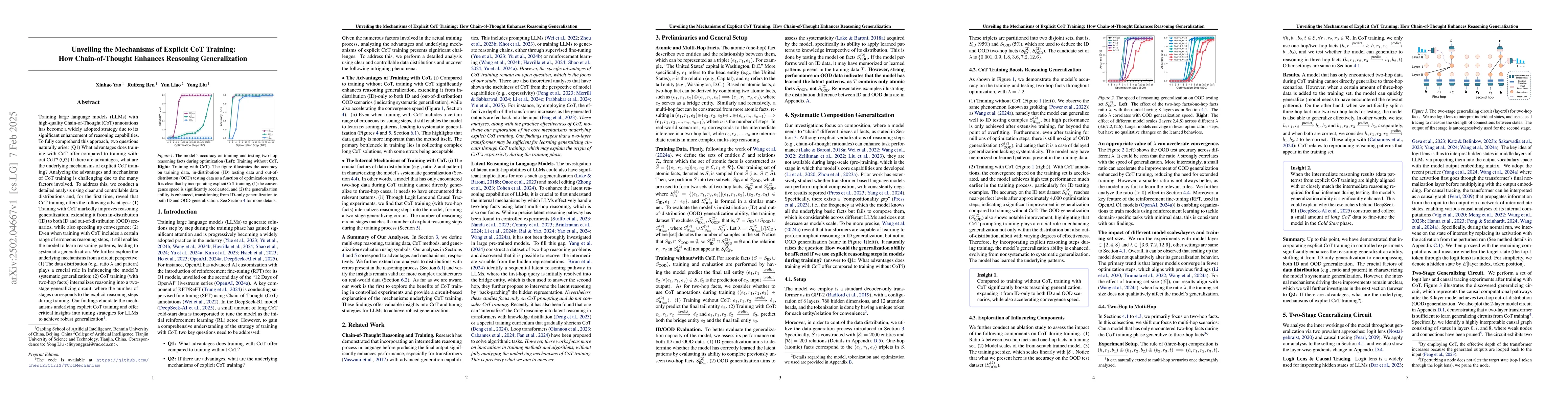 Thumbnail for Unveiling the Mechanisms of Explicit CoT Training: How Chain-of-Thought
  Enhances Reasoning Generalization