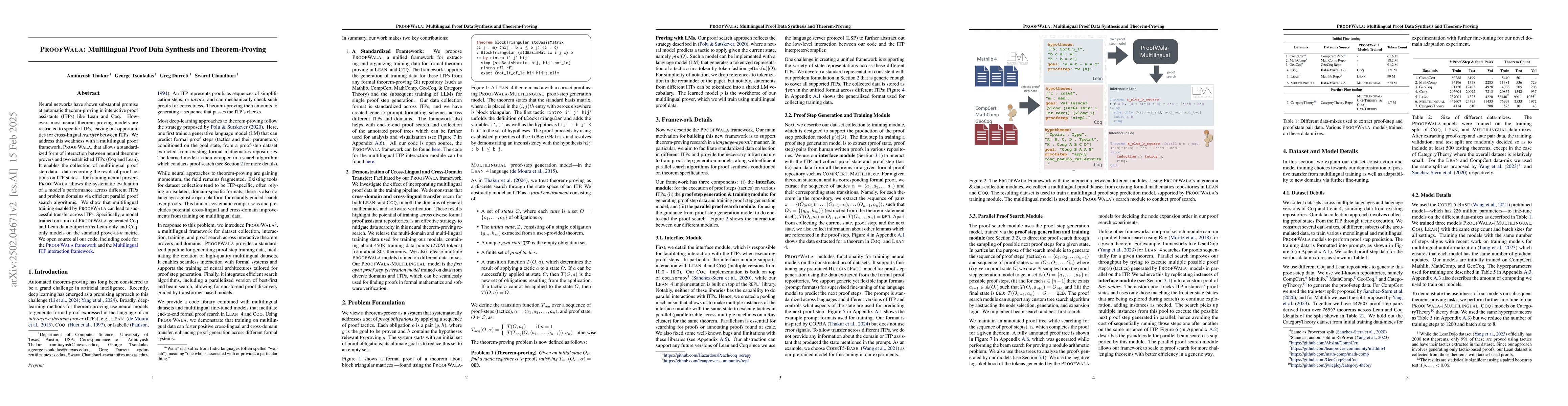 Thumbnail for ProofWala: Multilingual Proof Data Synthesis and Theorem-Proving
