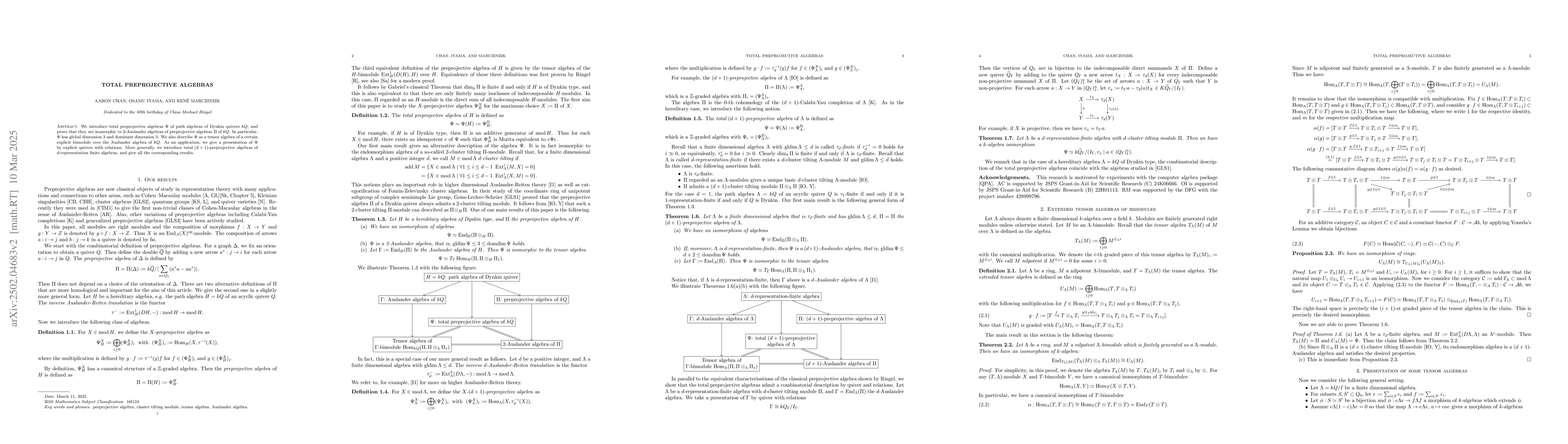 Thumbnail for Total preprojective algebras