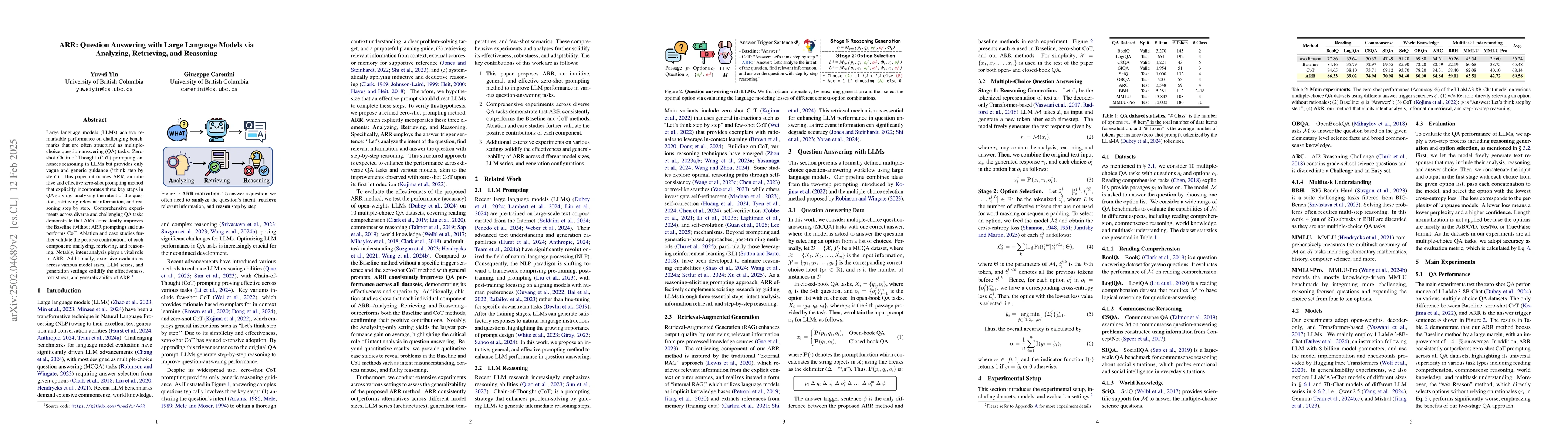 Thumbnail for ARR: Question Answering with Large Language Models via Analyzing,
  Retrieving, and Reasoning