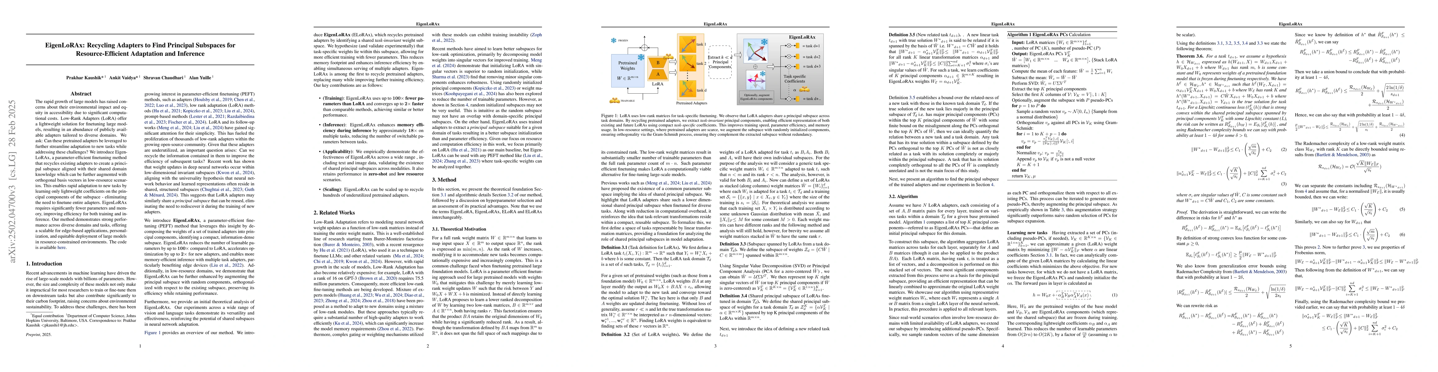 Thumbnail for EigenLoRAx: Recycling Adapters to Find Principal Subspaces for
  Resource-Efficient Adaptation and Inference