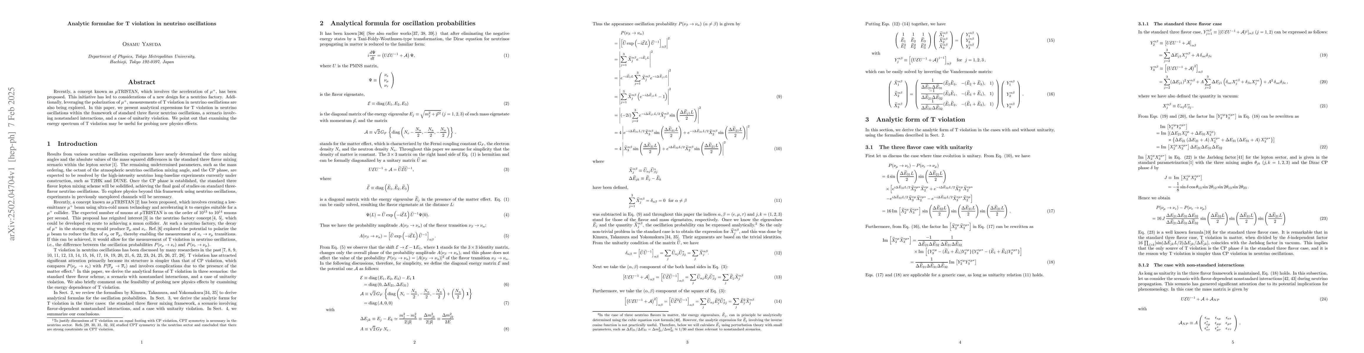 Thumbnail for Analytic formulae for T violation in neutrino oscillations