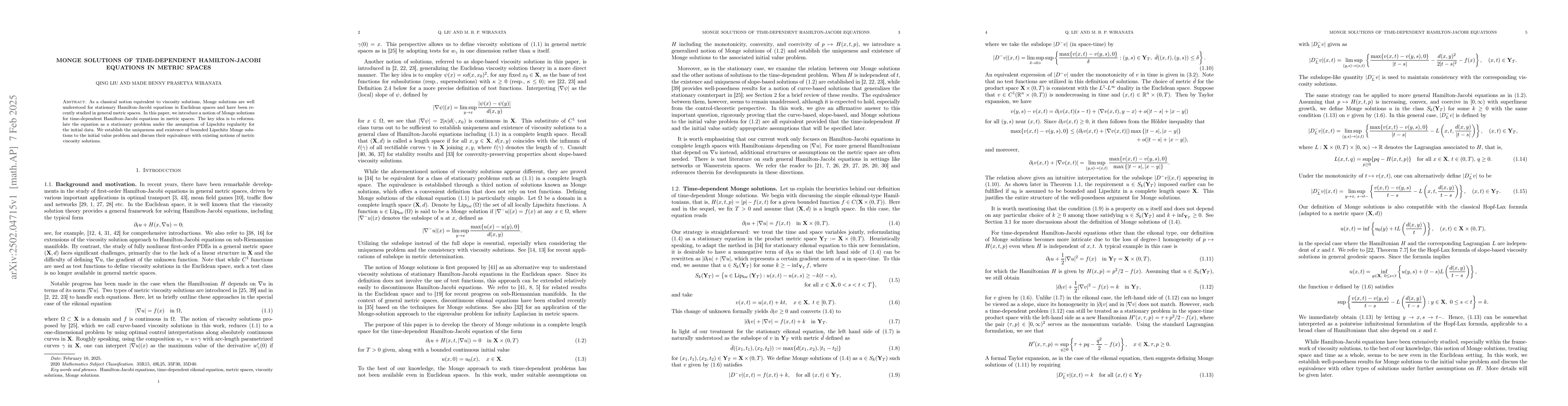 Thumbnail for Monge solutions of time-dependent Hamilton-Jacobi equations in metric
  spaces