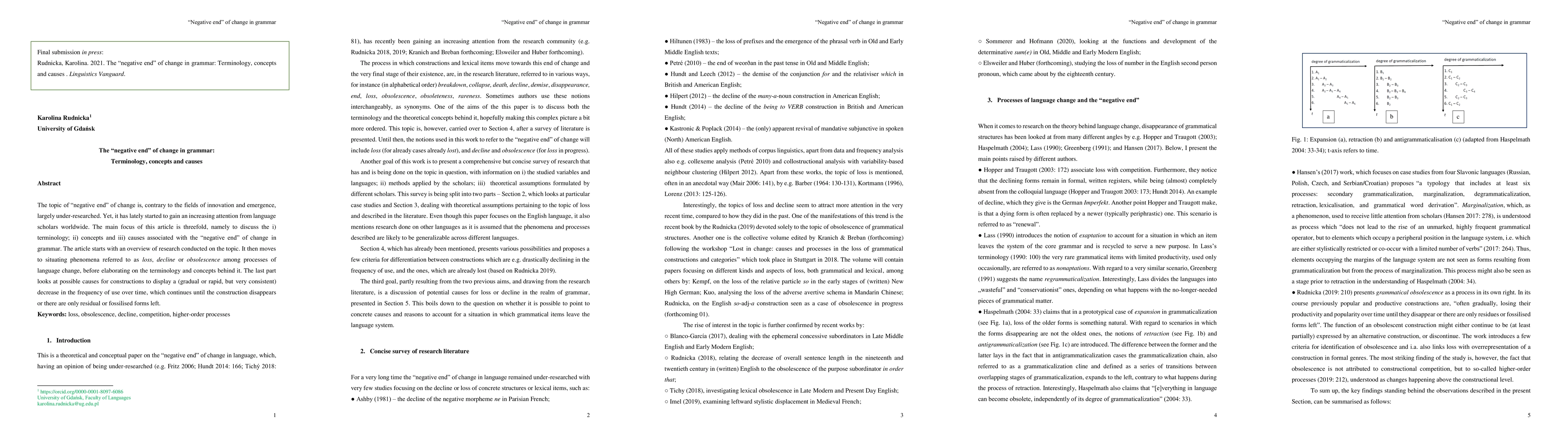 Thumbnail for The "negative end" of change in grammar: terminology, concepts and
  causes
