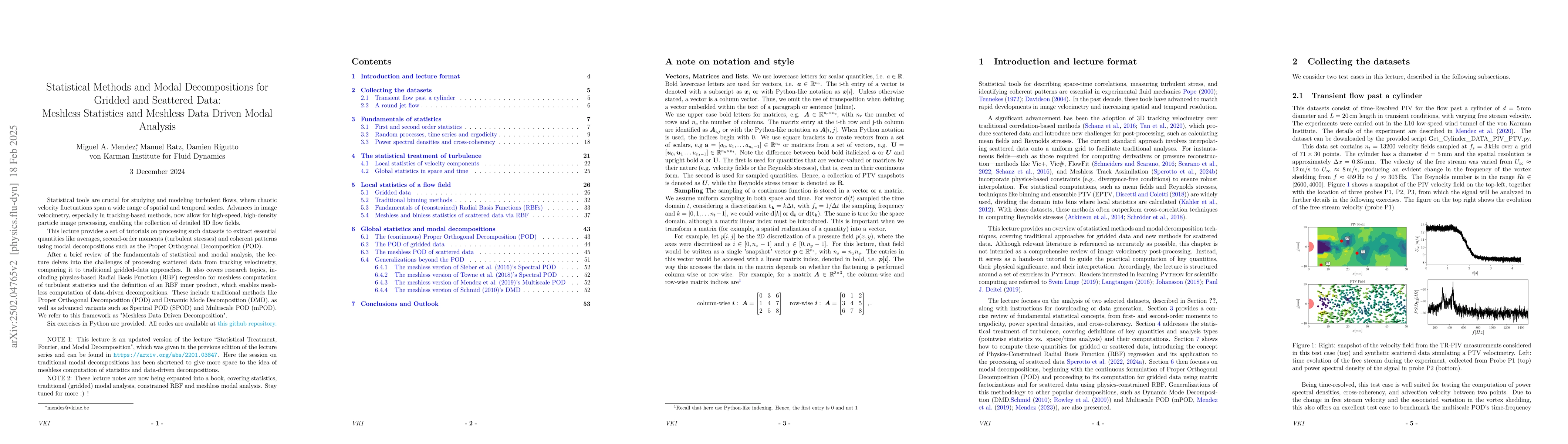 Thumbnail for Statistical Methods and Modal Decompositions for Gridded and Scattered
  Data: Meshless Statistics and Meshless Data Driven Modal Analysis