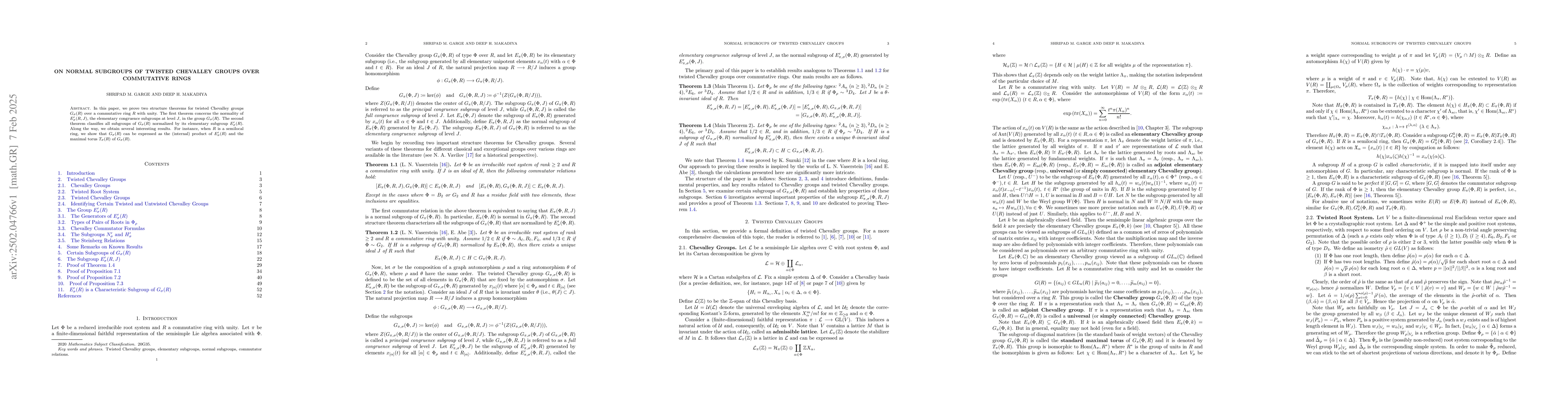 Thumbnail for On Normal Subgroups of Twisted Chevalley Groups over Commutative Rings
