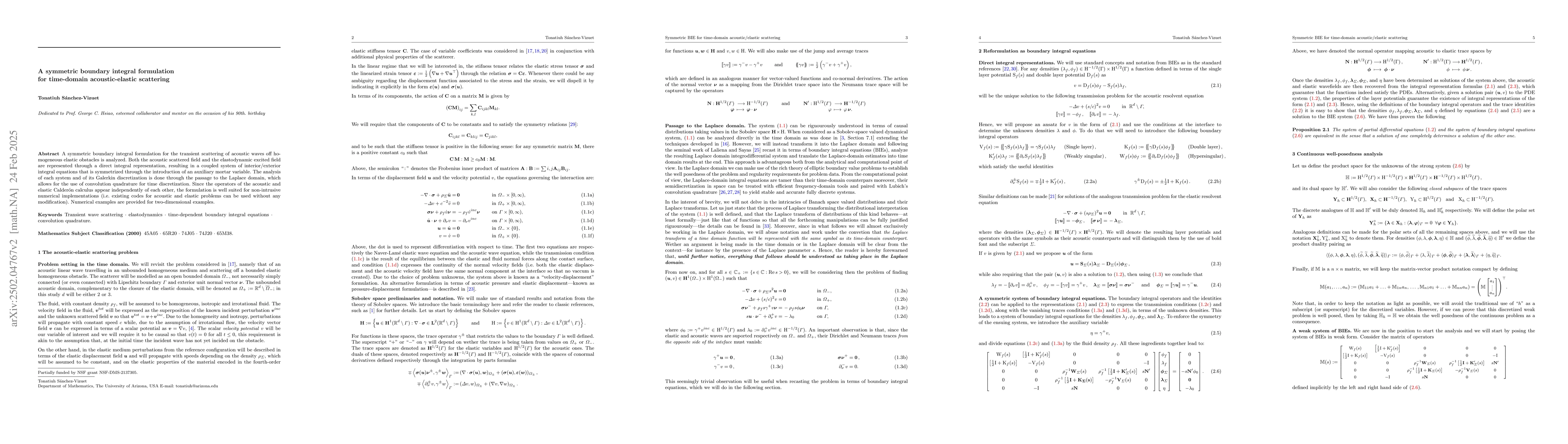 Thumbnail for A symmetric boundary integral formulation for time-domain
  acoustic-elastic scattering