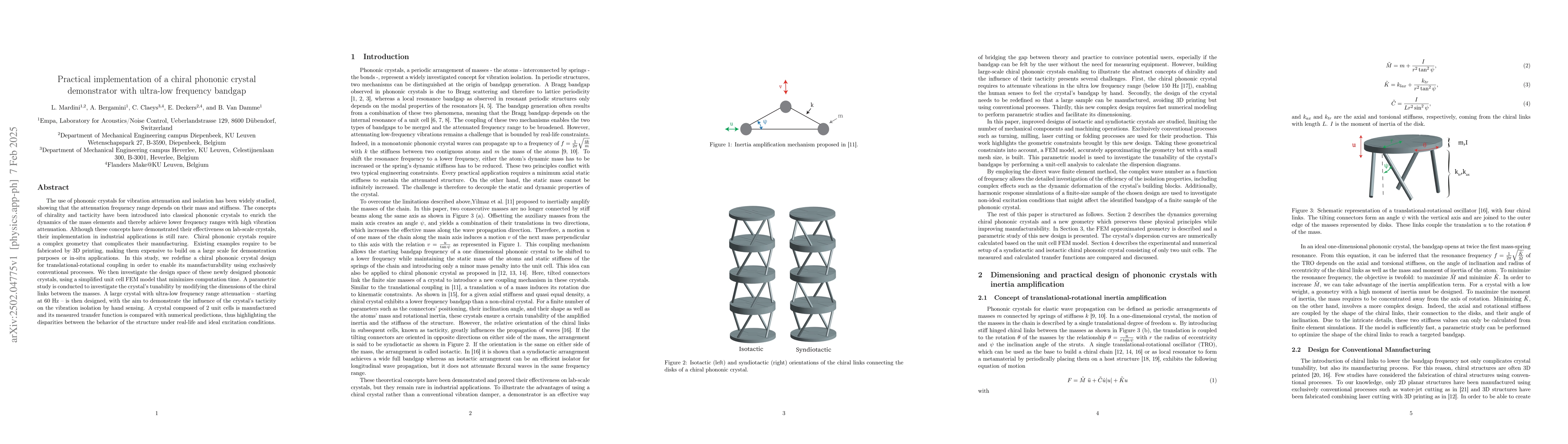 Thumbnail for Practical implementation of a chiral phononic crystal demonstrator with
  ultra-low frequency bandgap