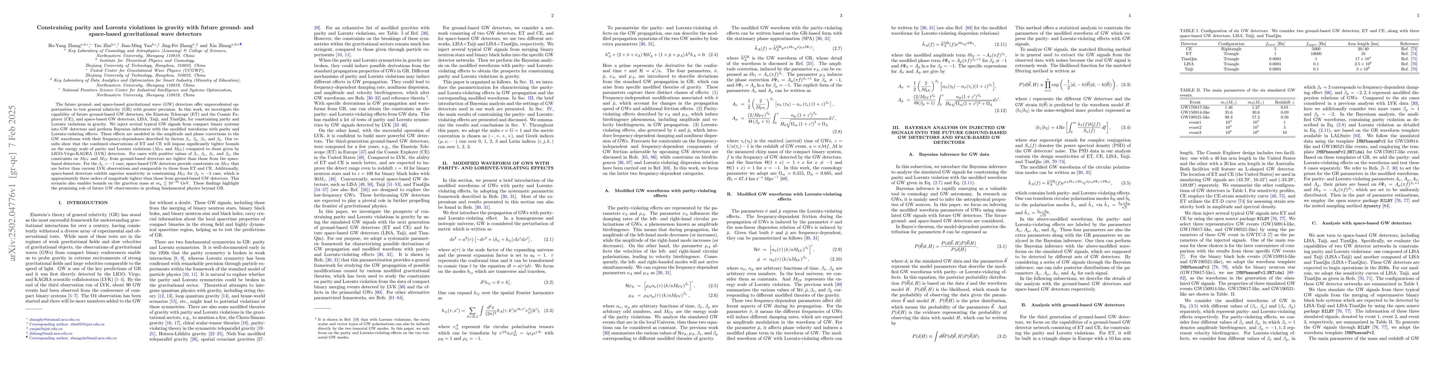 Thumbnail for Constraining parity and Lorentz violations in gravity with future
  ground- and space-based gravitational wave detectors