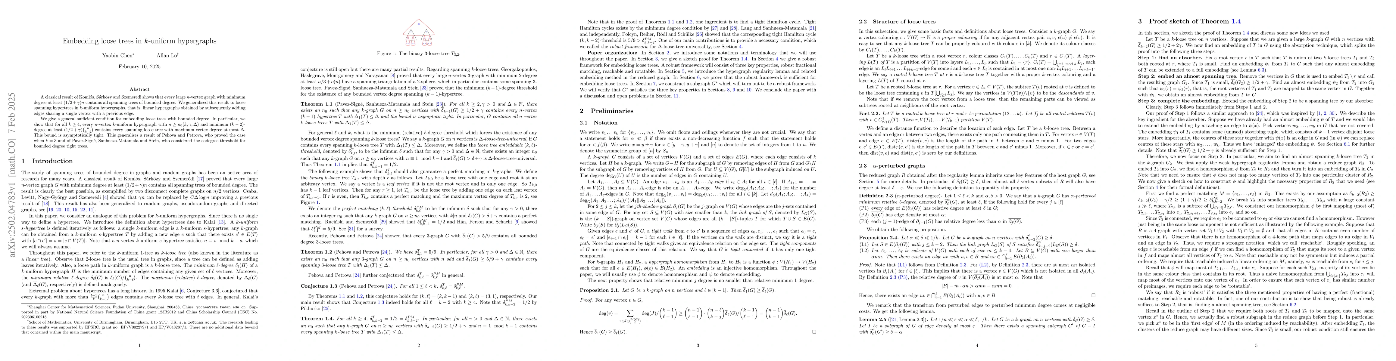 Thumbnail for Embedding loose trees in $k$-uniform hypergraphs