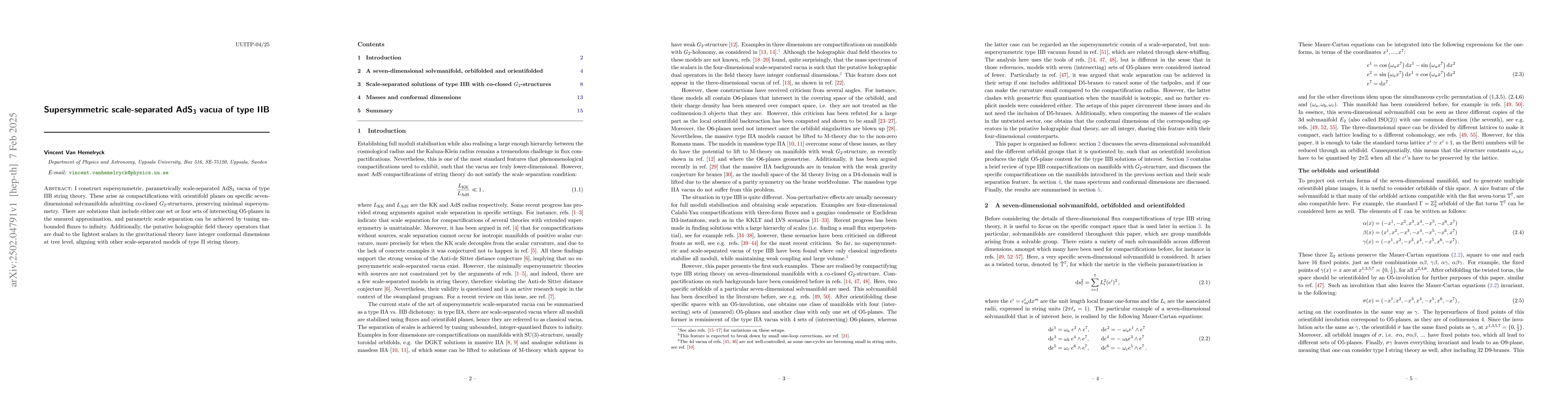 Thumbnail for Supersymmetric scale-separated AdS$_3$ vacua of type IIB