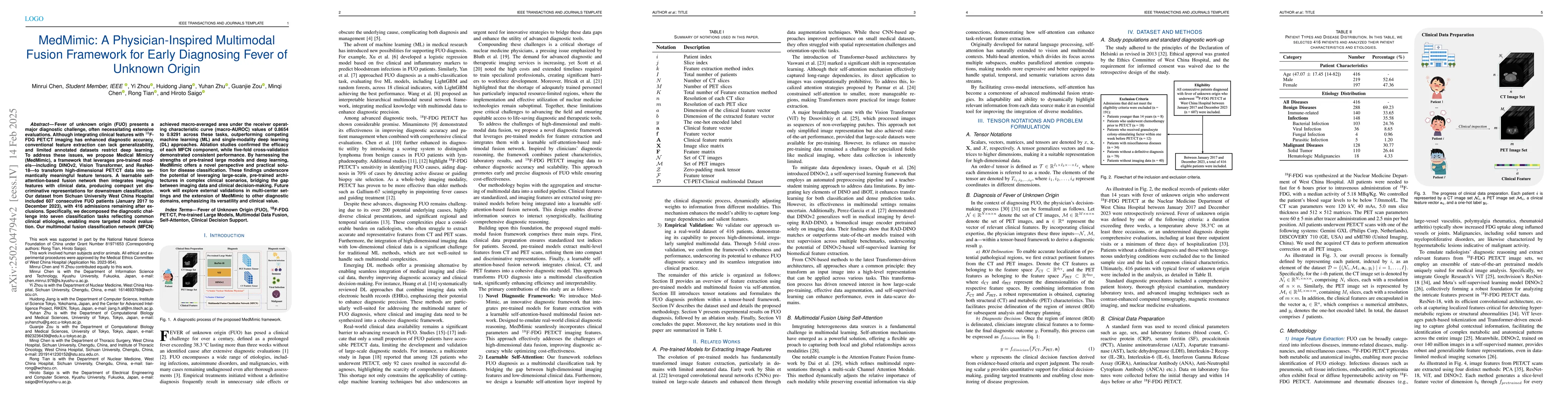 Thumbnail for MedMimic: Physician-Inspired Multimodal Fusion for Early Diagnosis of
  Fever of Unknown Origin