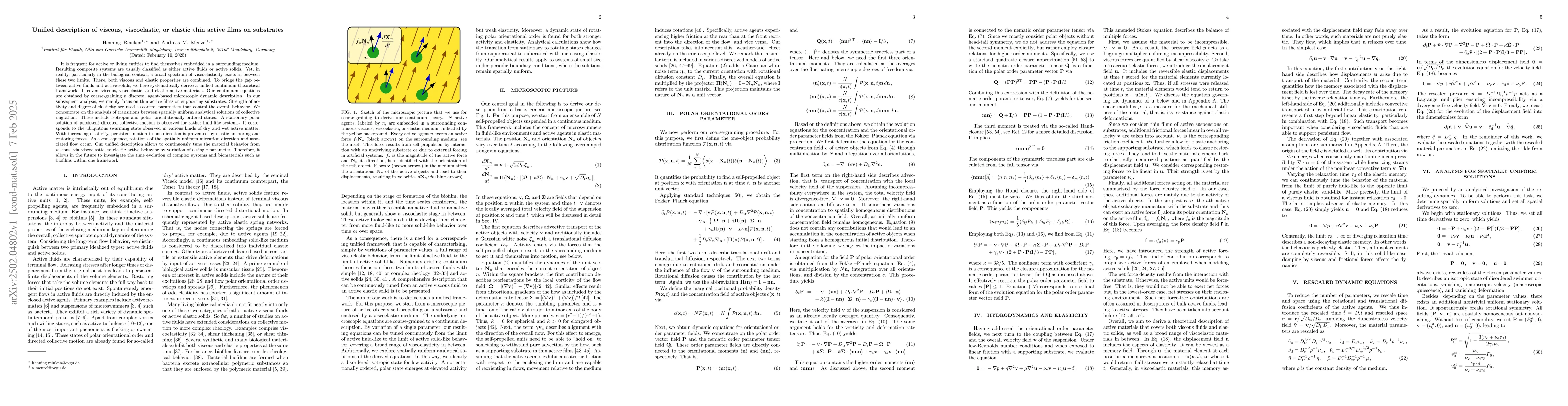 Thumbnail for Unified description of viscous, viscoelastic, or elastic thin active
  films on substrates