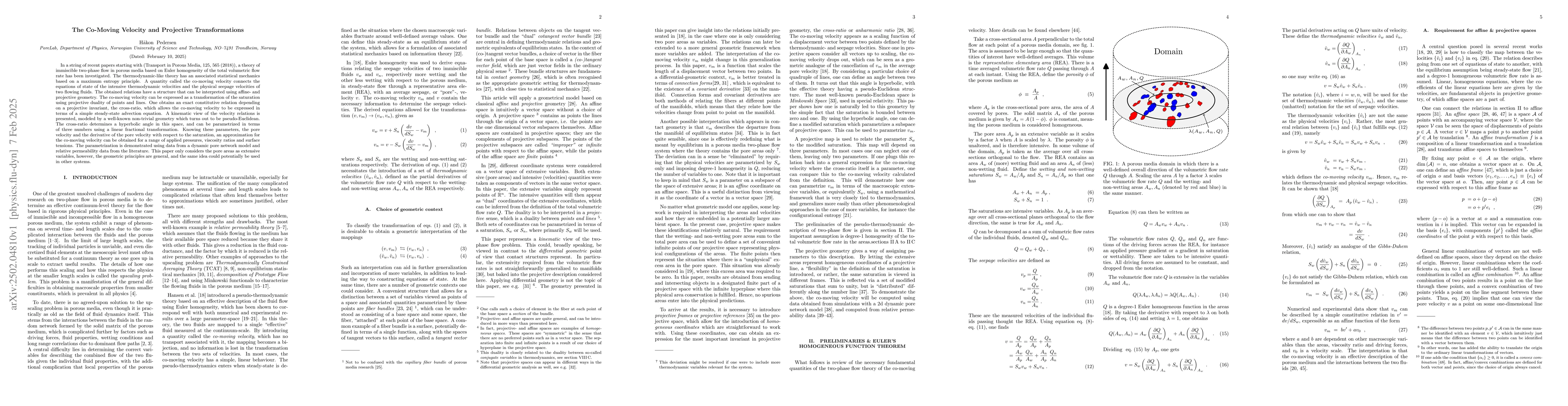 Thumbnail for The Co-Moving Velocity and Projective Transformations