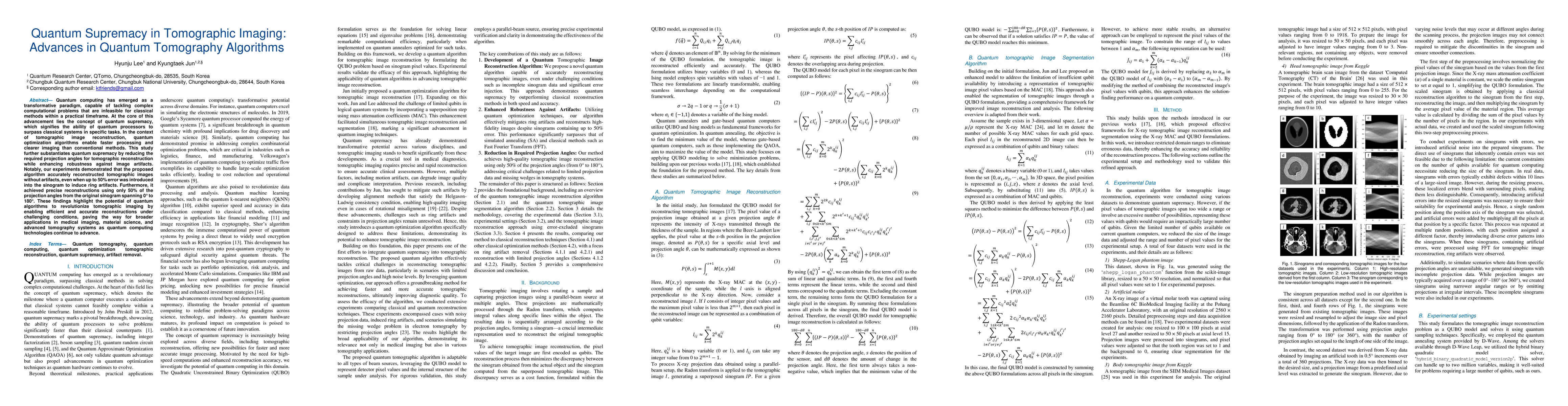 Thumbnail for Quantum Supremacy in Tomographic Imaging: Advances in Quantum Tomography
  Algorithms