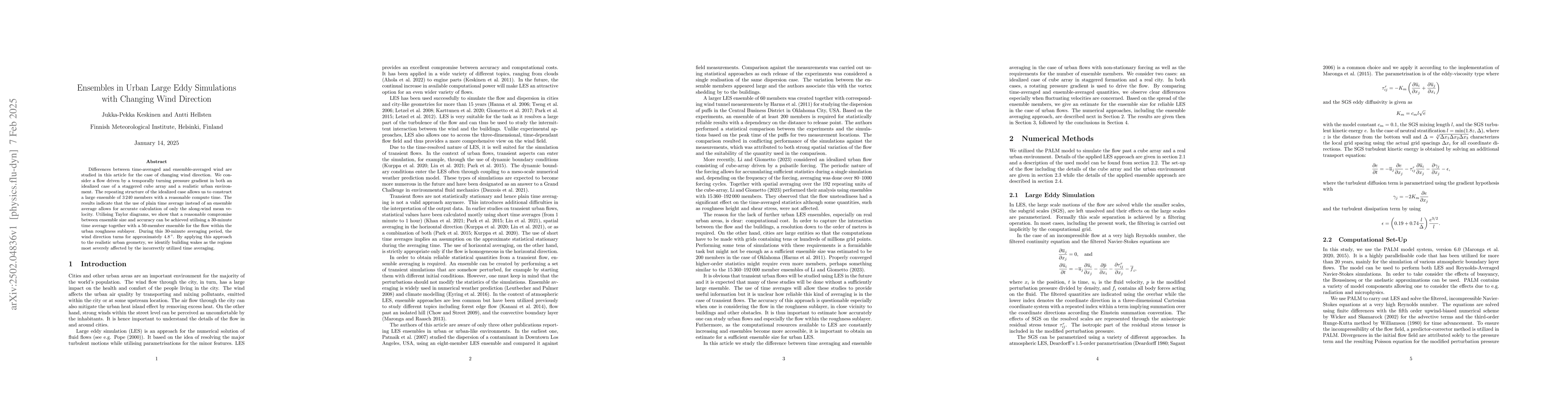 Thumbnail for Ensembles in Urban Large Eddy Simulations with Changing Wind Direction