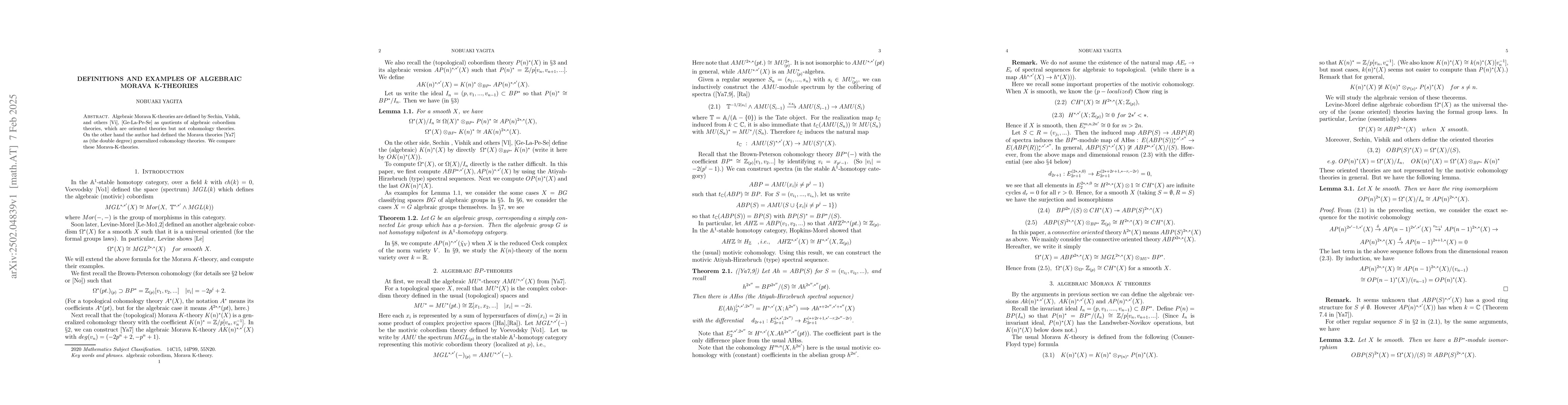 Thumbnail for Definitions and examples of algeebraic Morava K-theories