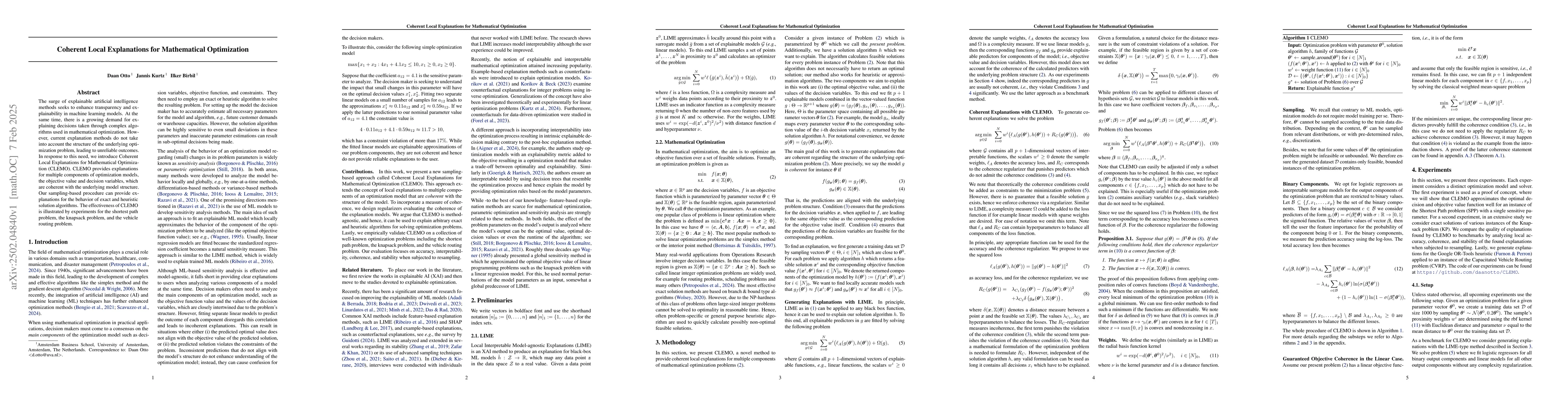 Thumbnail for Coherent Local Explanations for Mathematical Optimization