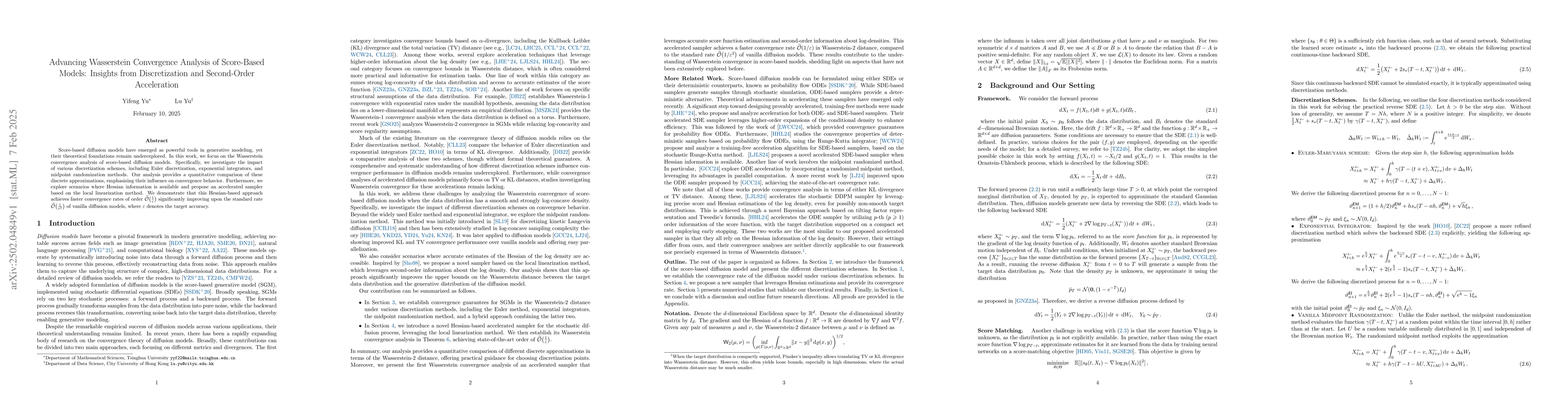 Thumbnail for Advancing Wasserstein Convergence Analysis of Score-Based Models:
  Insights from Discretization and Second-Order Acceleration