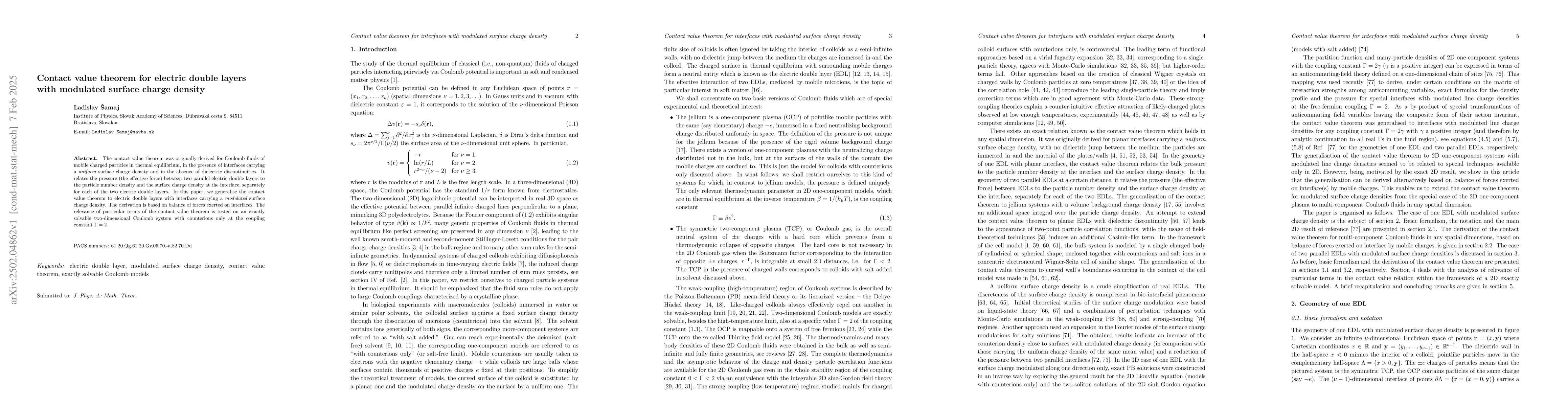 Thumbnail for Contact value theorem for electric double layers with modulated surface
  charge density