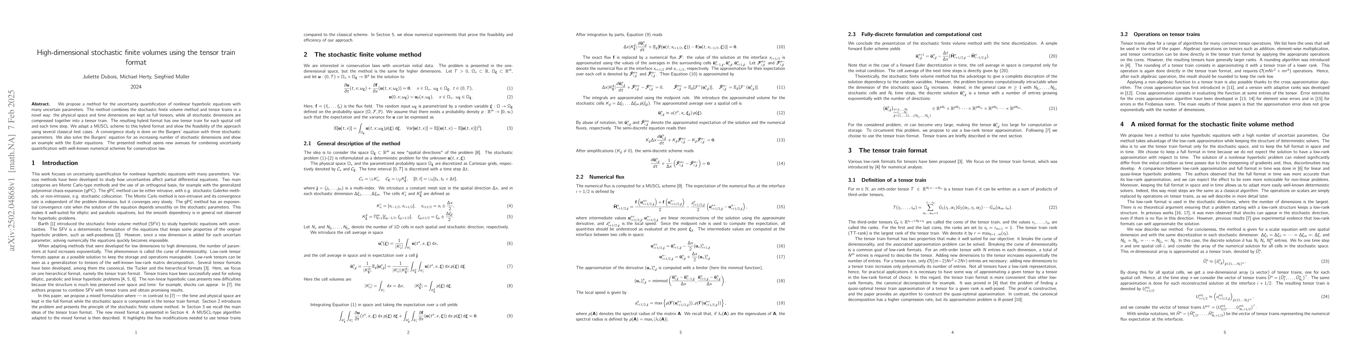 Thumbnail for High-dimensional stochastic finite volumes using the tensor train format