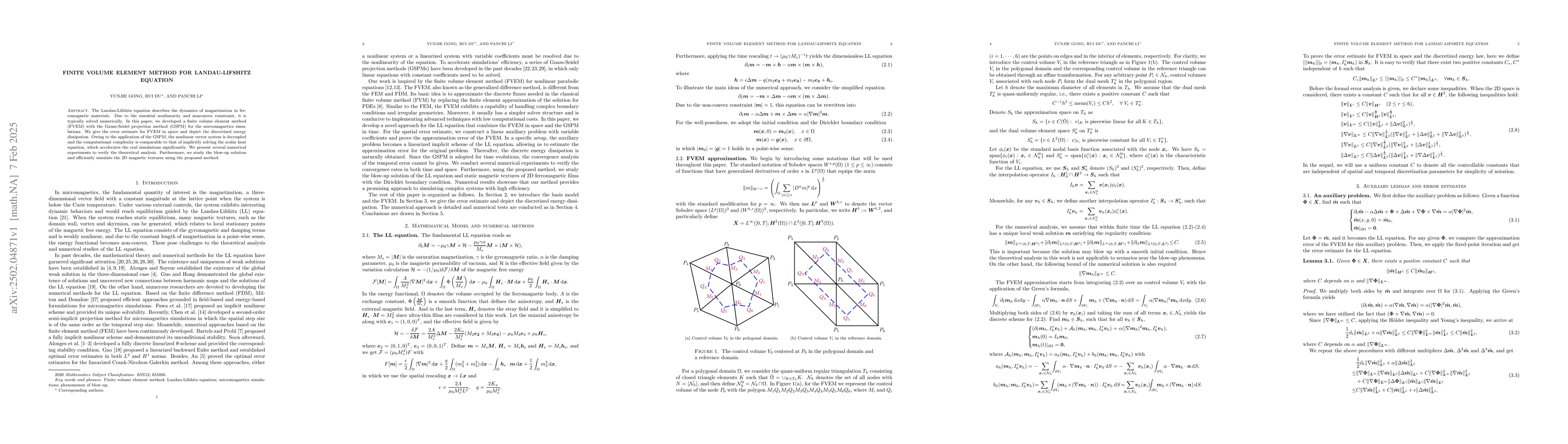 Thumbnail for Finite volume element method for Landau-Lifshitz equation
