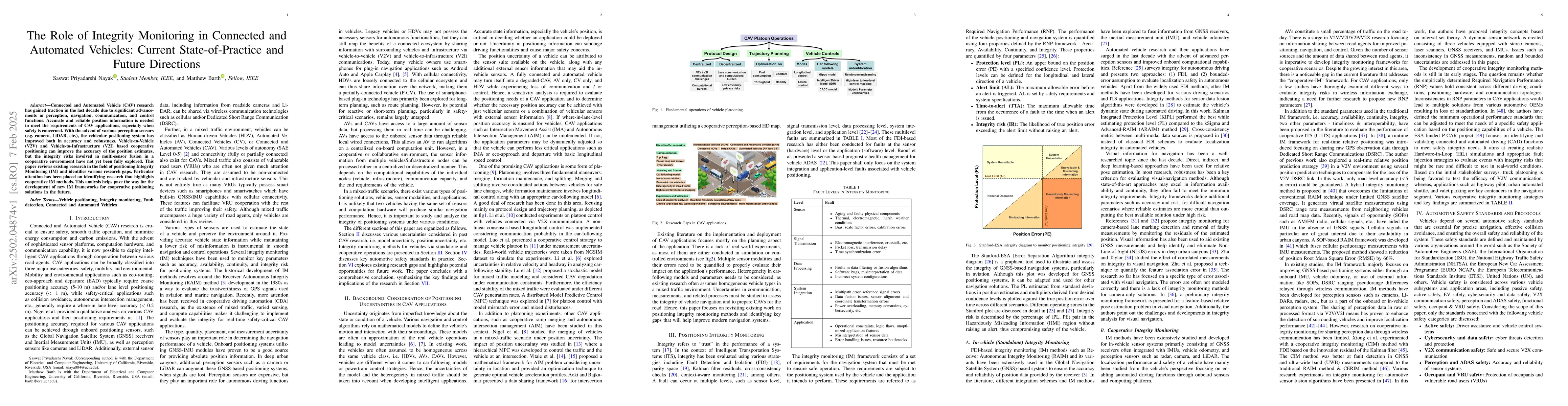 Thumbnail for The Role of Integrity Monitoring in Connected and Automated Vehicles:
  Current State-of-Practice and Future Directions