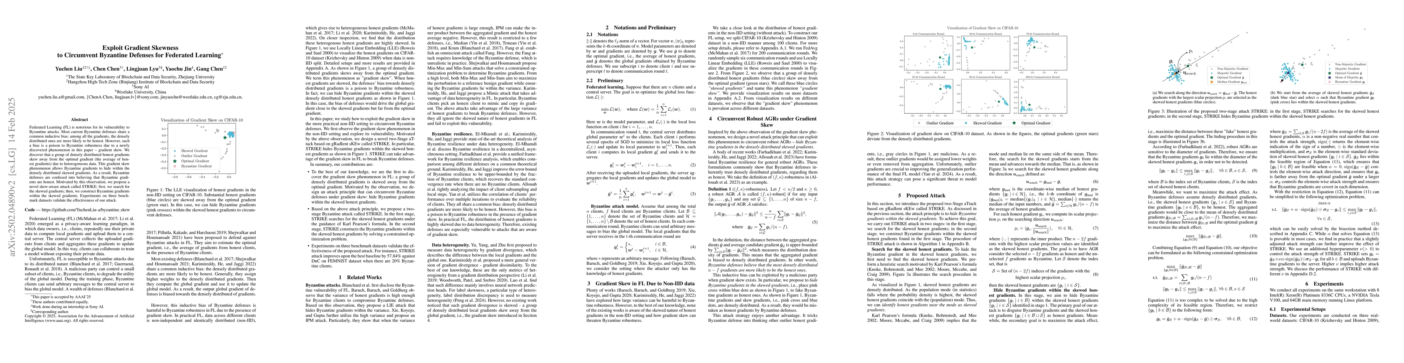 Thumbnail for Exploit Gradient Skewness to Circumvent Byzantine Defenses for Federated
  Learning