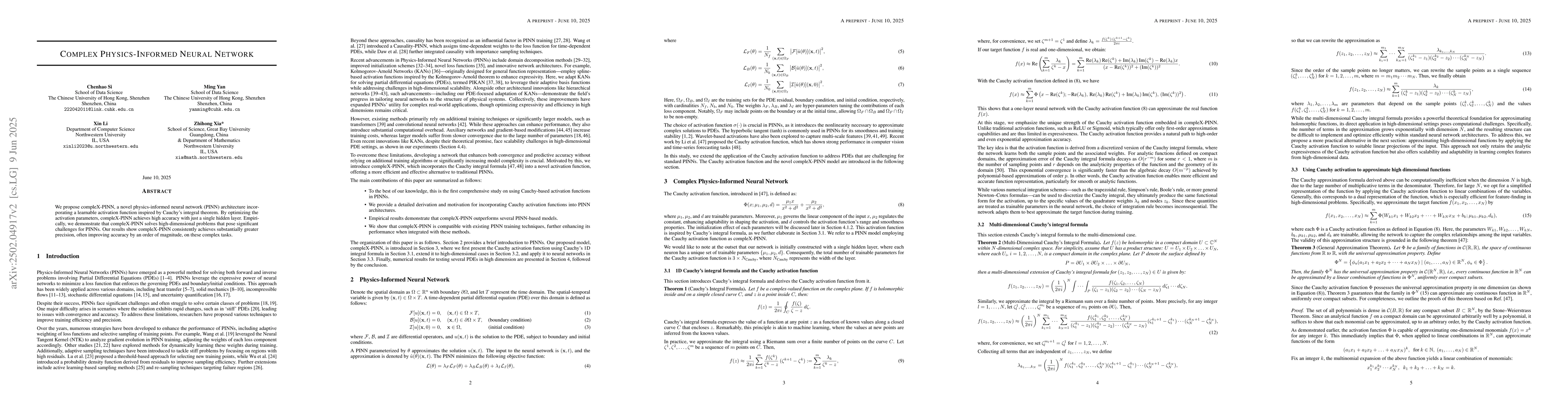 Thumbnail for Complex Physics-Informed Neural Network