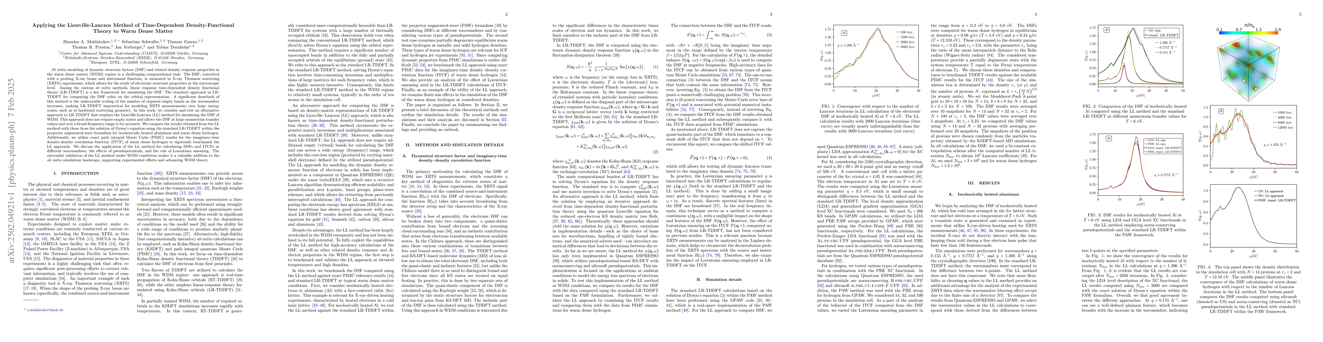 Thumbnail for Applying the Liouville-Lanczos Method of Time-Dependent
  Density-Functional Theory to Warm Dense Matter