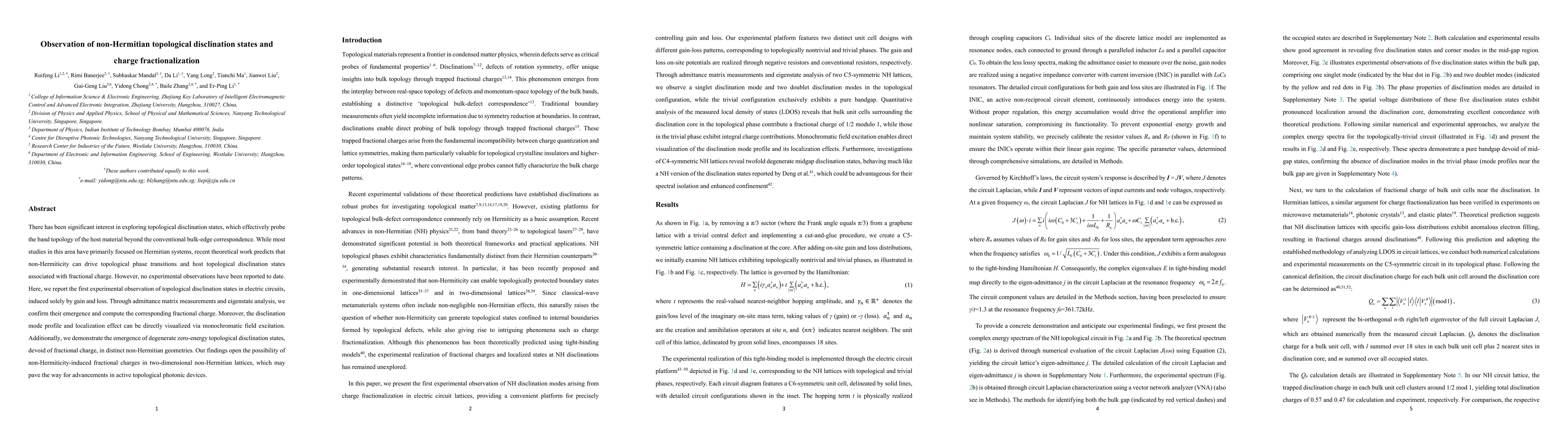 Thumbnail for Observation of non-Hermitian topological disclination states and charge
  fractionalization
