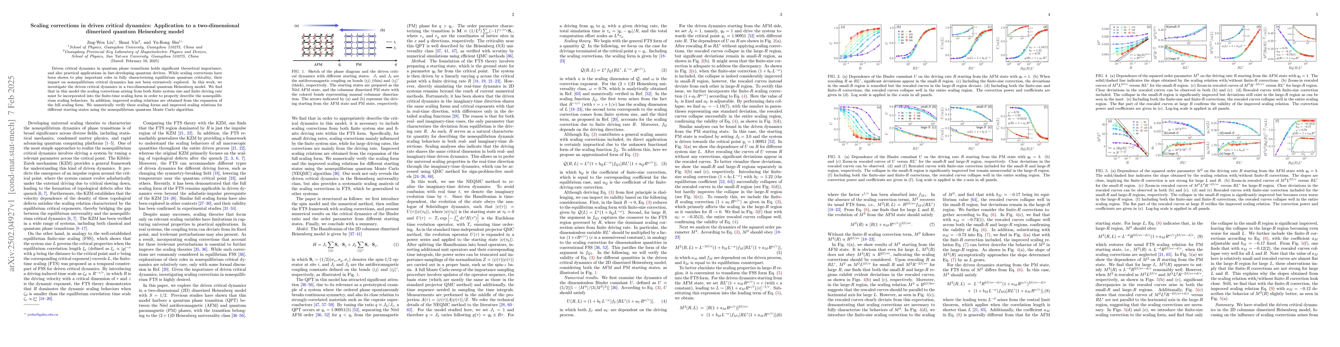 Thumbnail for Scaling corrections in driven critical dynamics: Application to a
  two-dimensional dimerized quantum Heisenberg model
