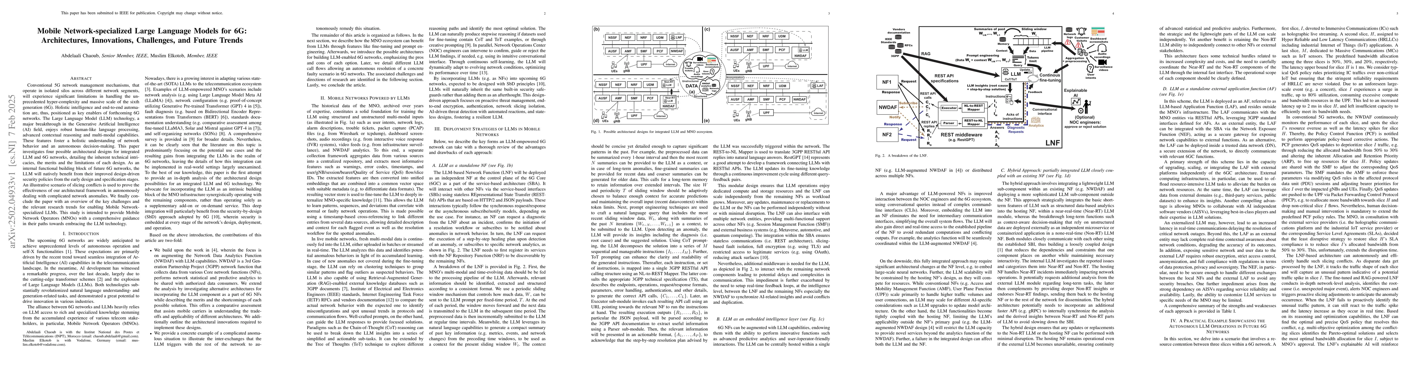 Thumbnail for Mobile Network-specialized Large Language Models for 6G: Architectures,
  Innovations, Challenges, and Future Trends