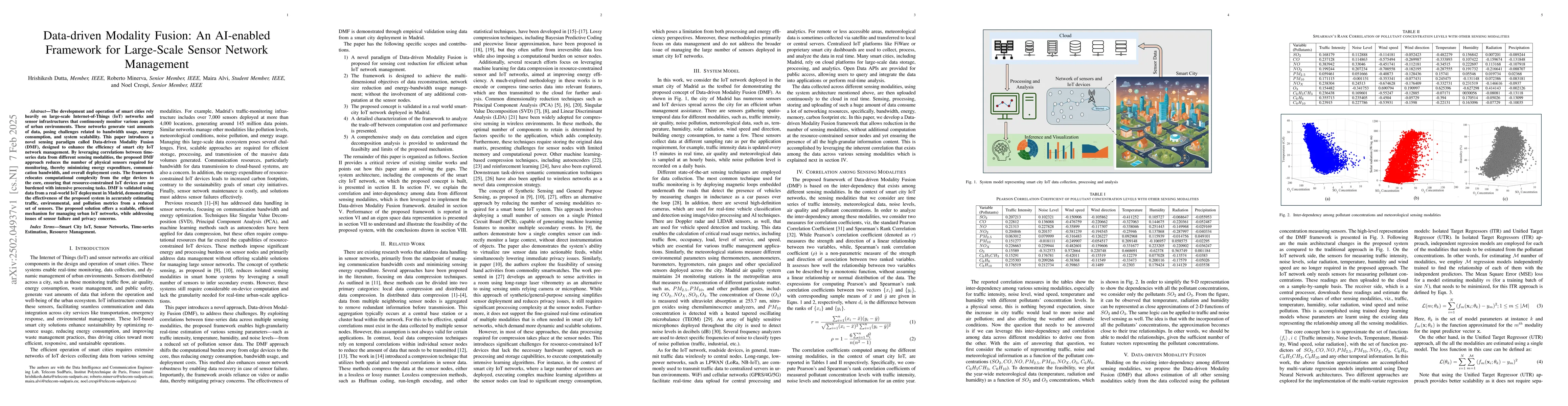 Thumbnail for Data-driven Modality Fusion: An AI-enabled Framework for Large-Scale
  Sensor Network Management