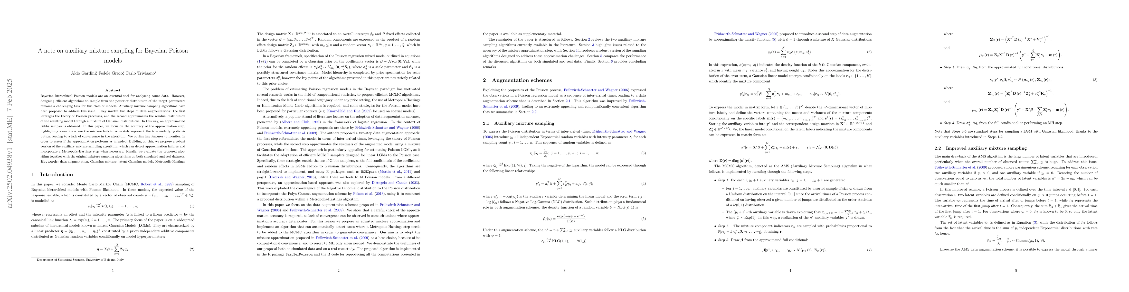 Thumbnail for A note on auxiliary mixture sampling for Bayesian Poisson models