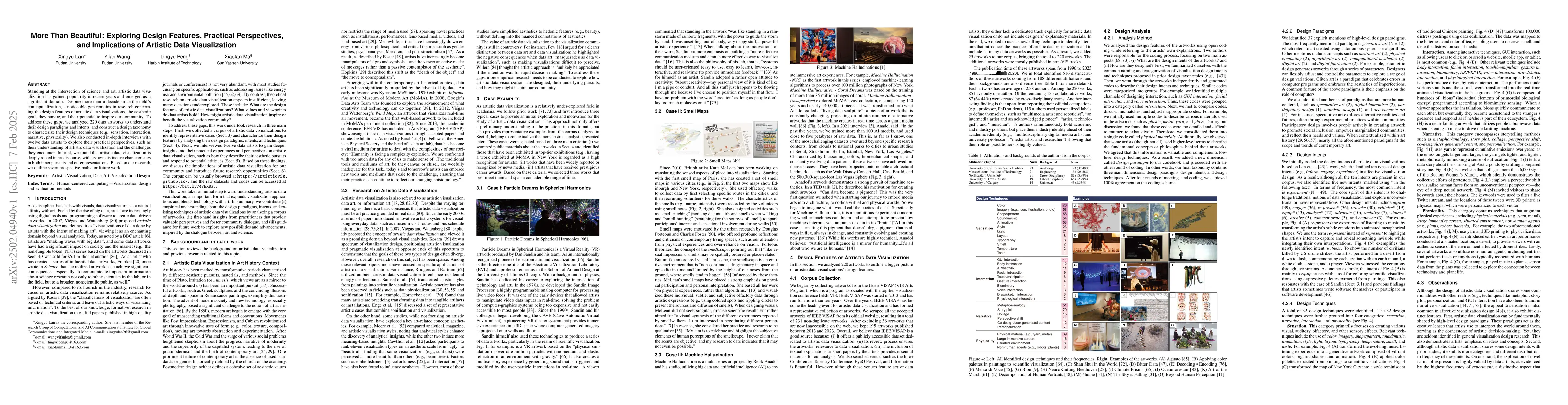 Thumbnail for More Than Beautiful: Exploring Design Features, Practical Perspectives,
  and Implications of Artistic Data Visualization