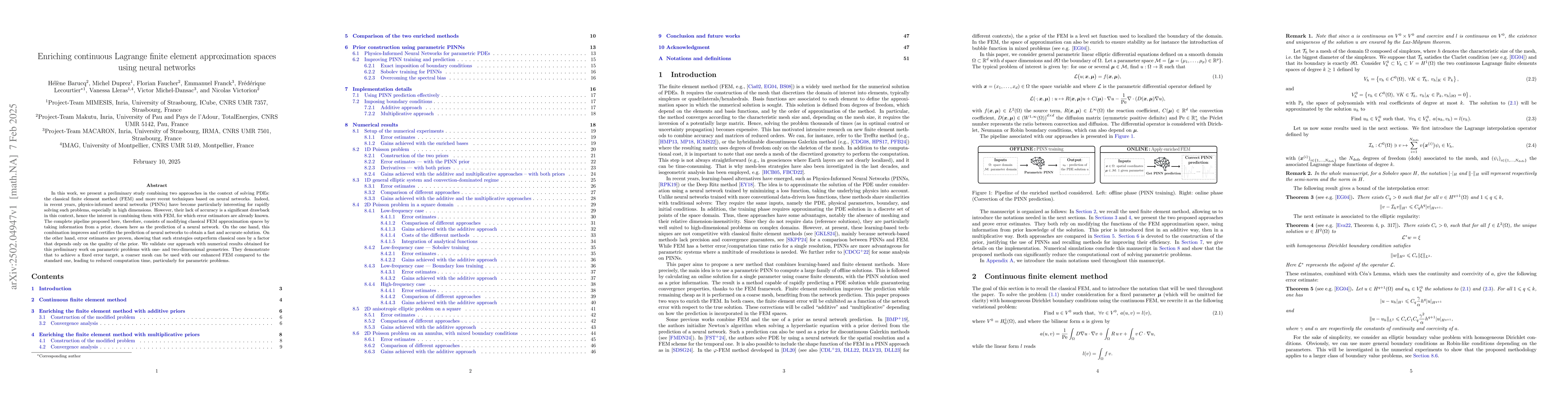 Thumbnail for Enriching continuous Lagrange finite element approximation spaces using
  neural networks