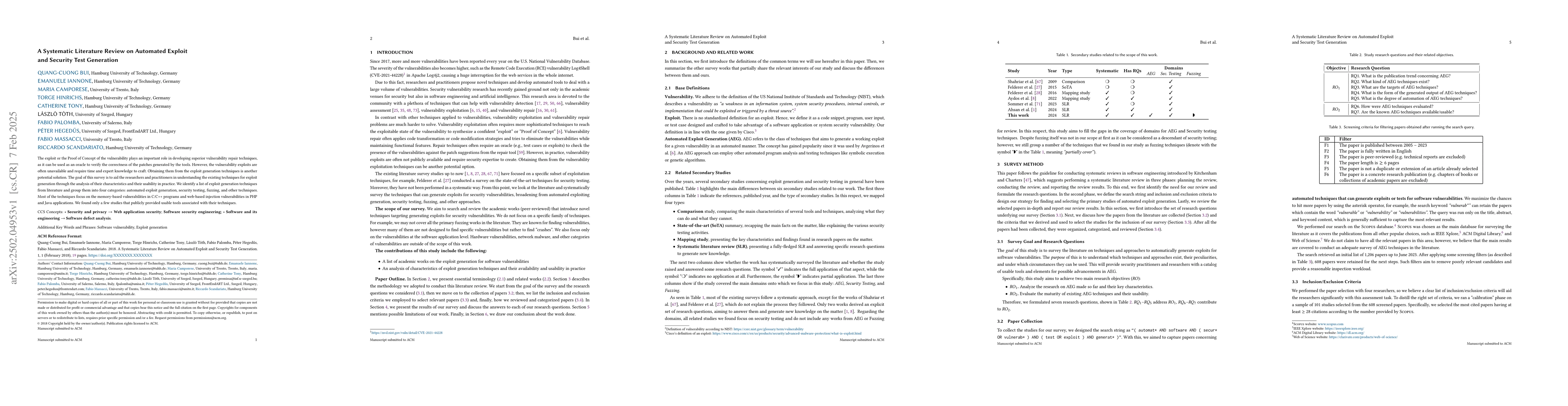 Thumbnail for A Systematic Literature Review on Automated Exploit and Security Test
  Generation